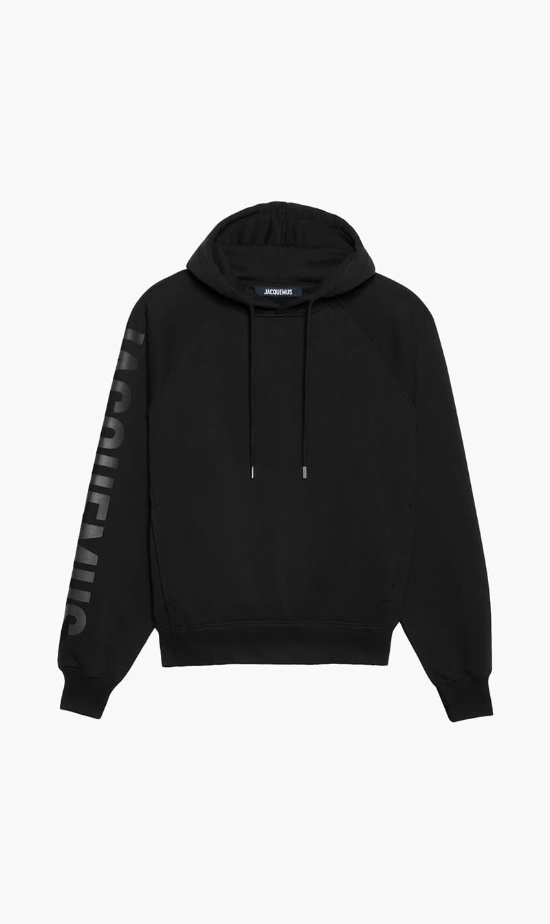

Jacquemus Black Le Hoodie Typo Hoodie for Men | The Deal Outlet