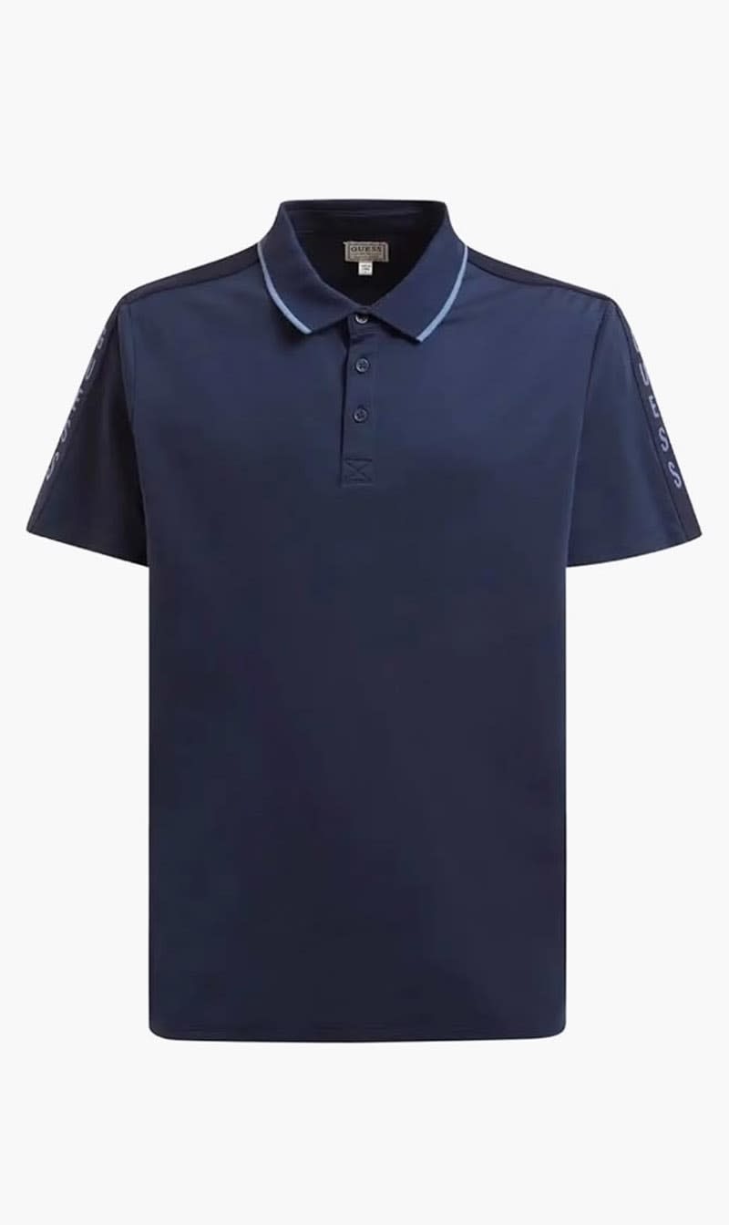 

Guess Blue Paul Pique Tape Polo T-shirt for Men | The Deal Outlet