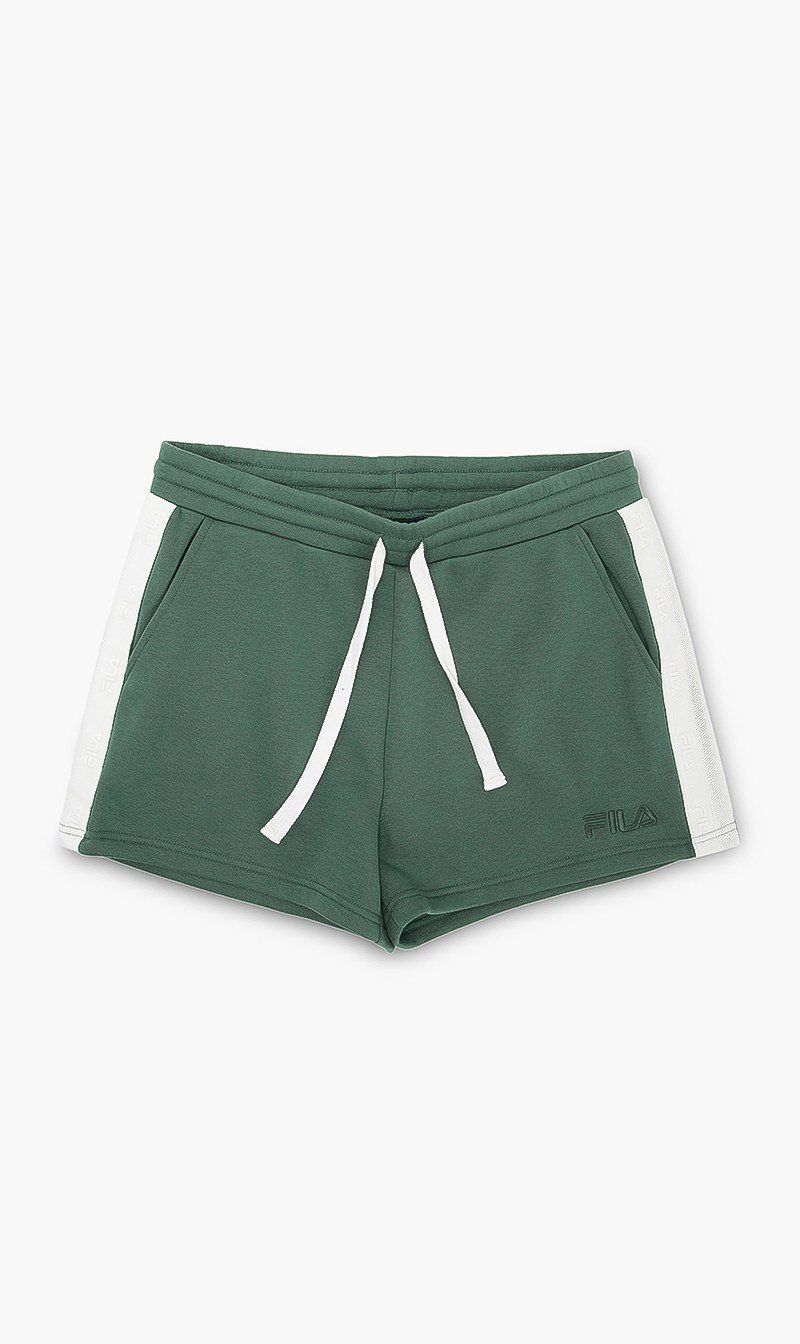 

Fila Green Fleece Shorts With Taping Logo for Women | The Deal Outlet