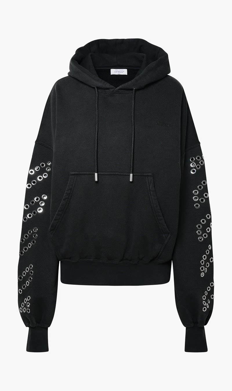 

Off-white Black Eyelet Diags Over Hoodie Black No Color for Women | The Deal Outlet