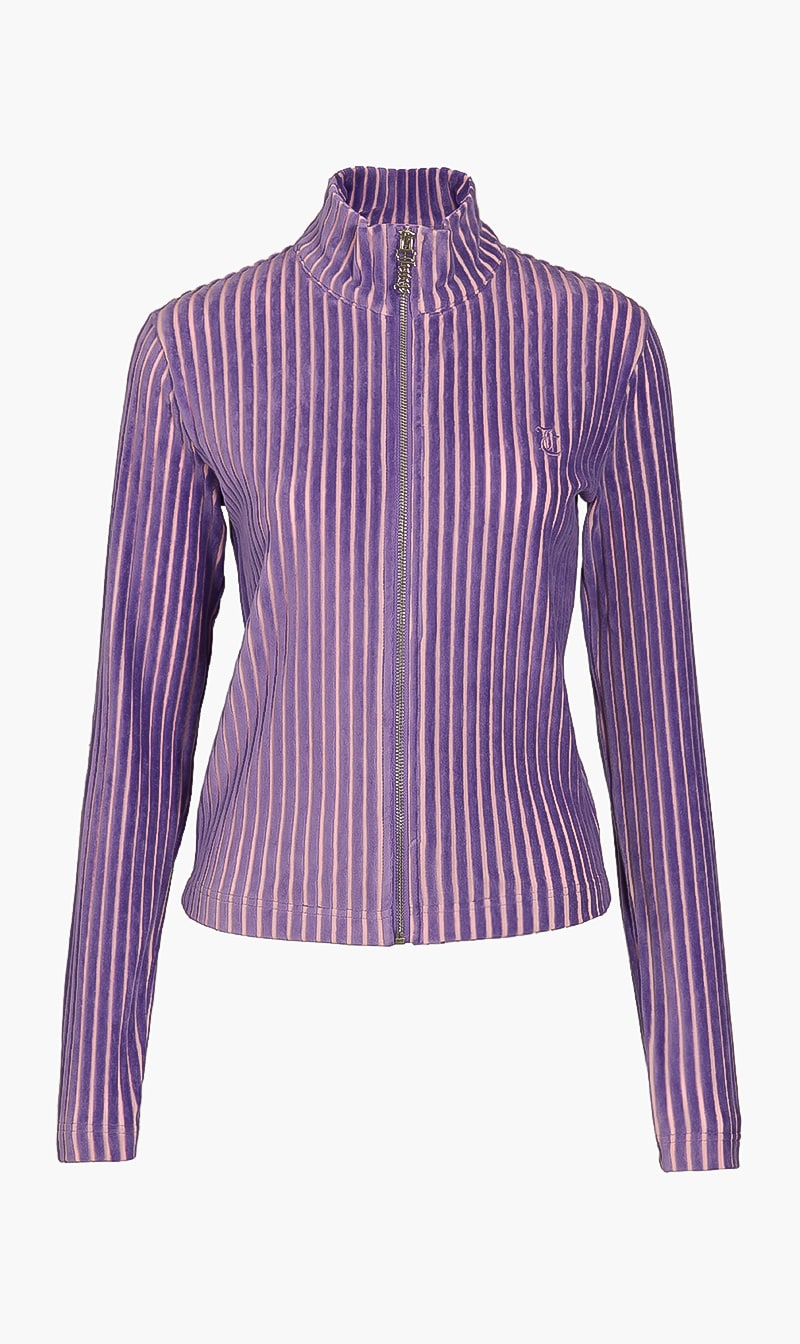 

Velour Ribbed Cropped Top, Purple