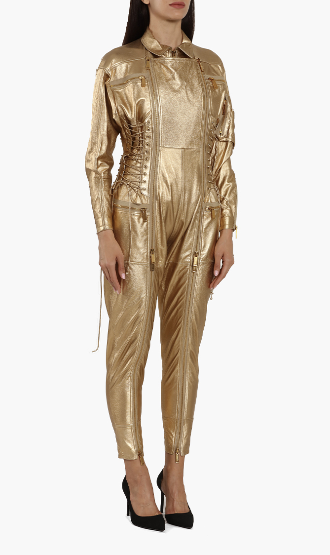 

Dsquared2 Leather Lace Up Detail Jumpsuit