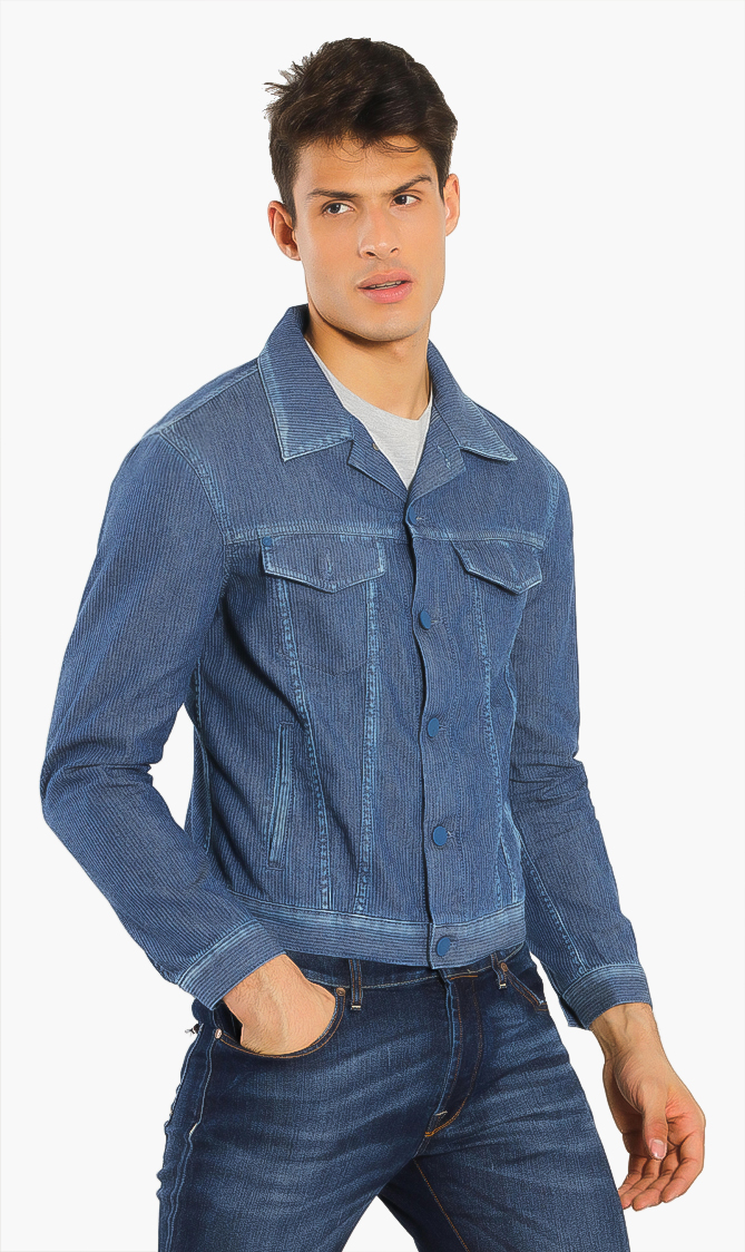 

Textured Denim Jacket, Blue