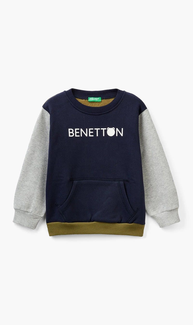 Blue United Colors Of Benetton Grey Warm Kangaroo Pocket Sweatshirt for Boys