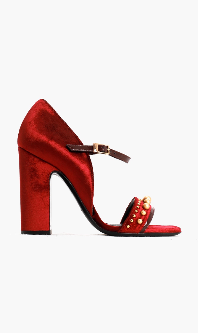 

Embellished Sandals, Red