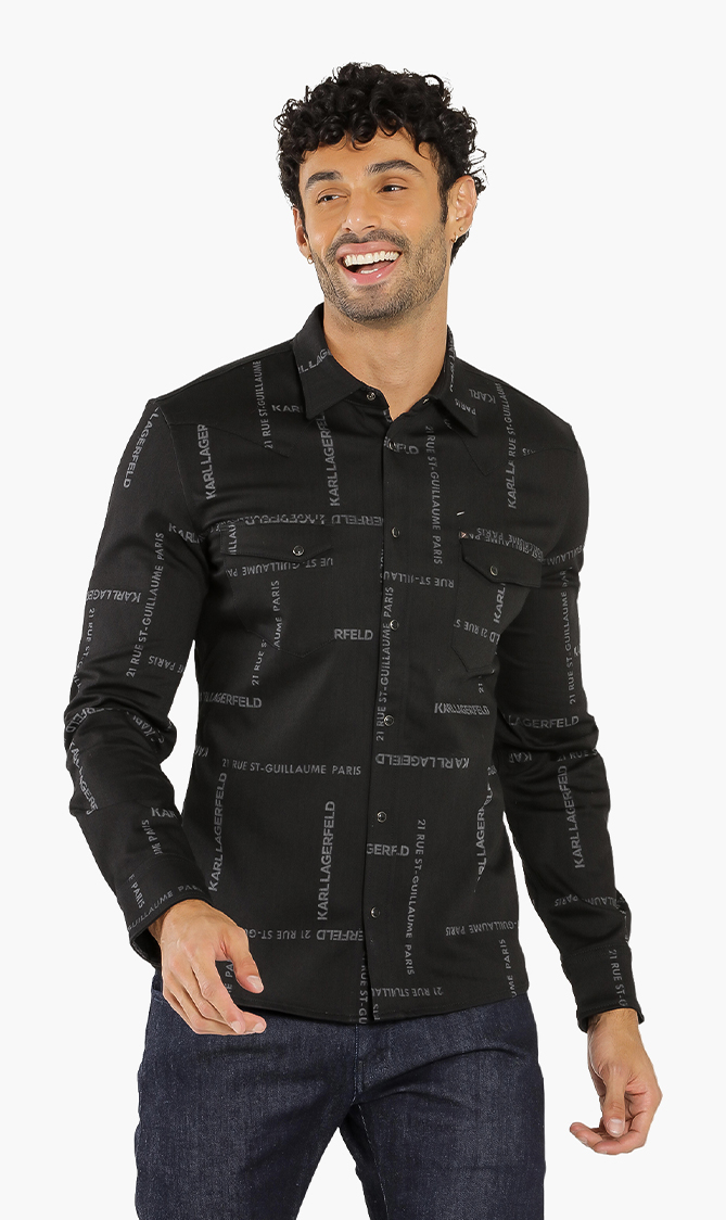 

Karl Lagerfeld Logo Print Denim Shirt