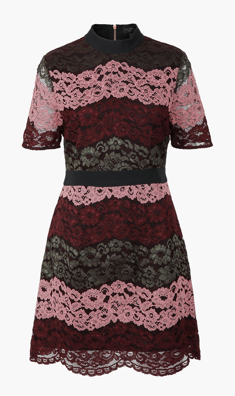 

Crew Neck Lace Panelled Dress