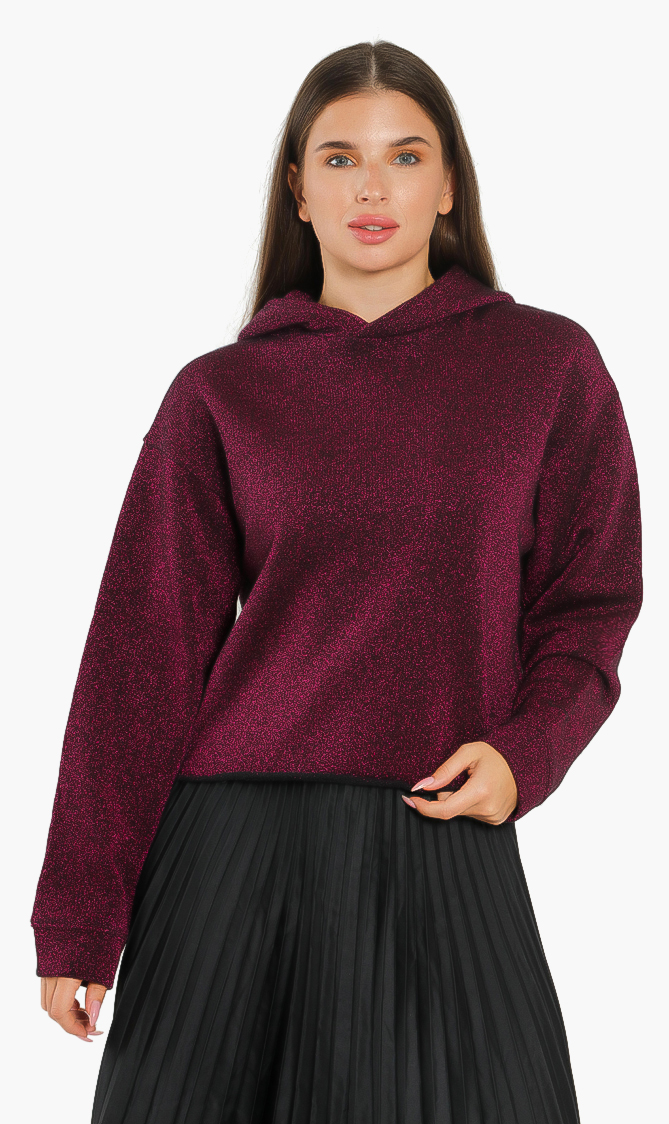Logo Lurex Hoody, Pink