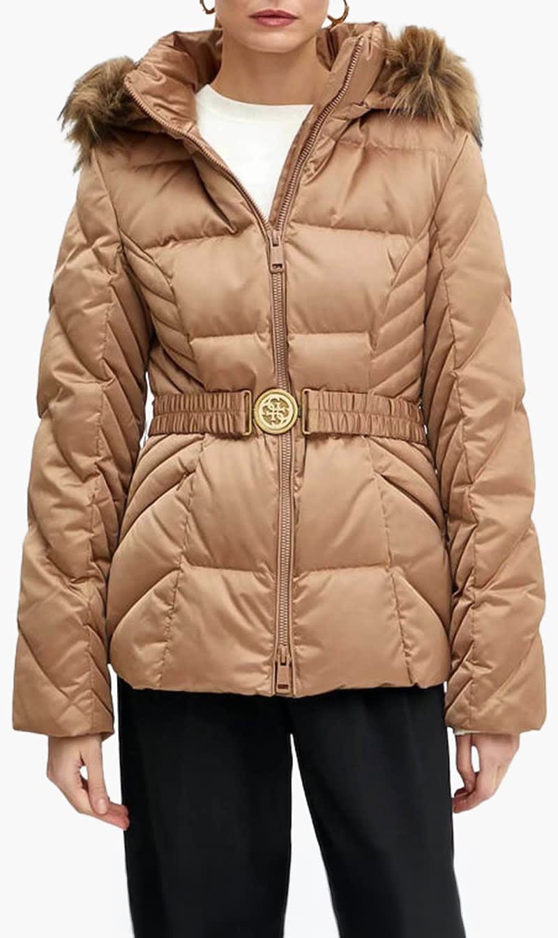 Guess Brown Olga Short Real Down Jacket for Women