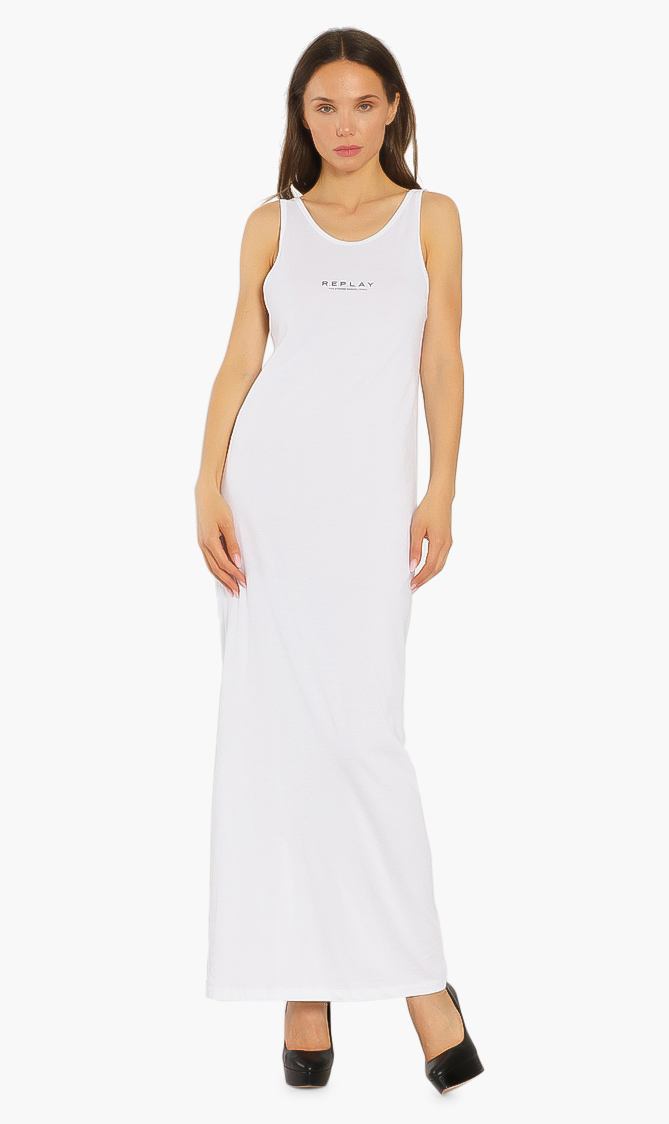 

Cotton Sleeves Dress, White