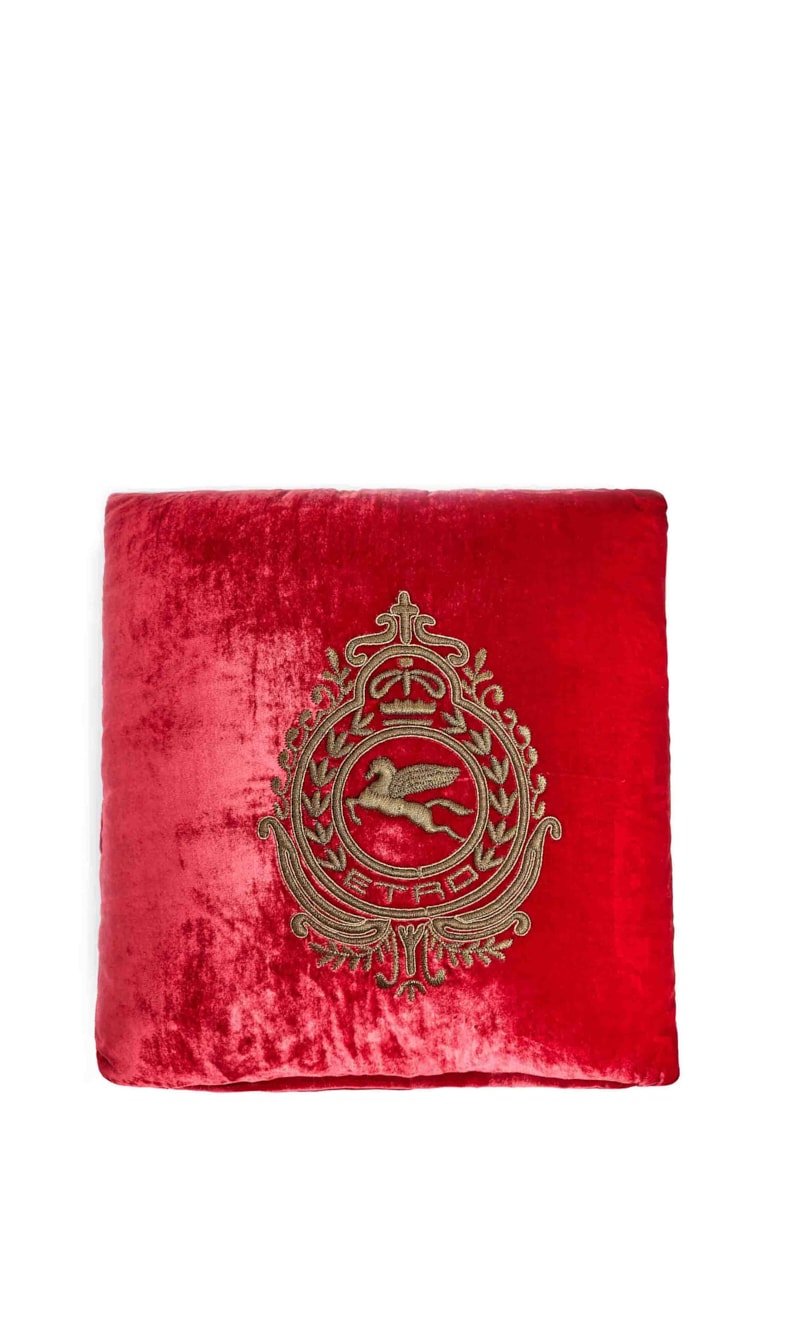 

Etro Red Crest Embroidered Cushion | The Deal Outlet