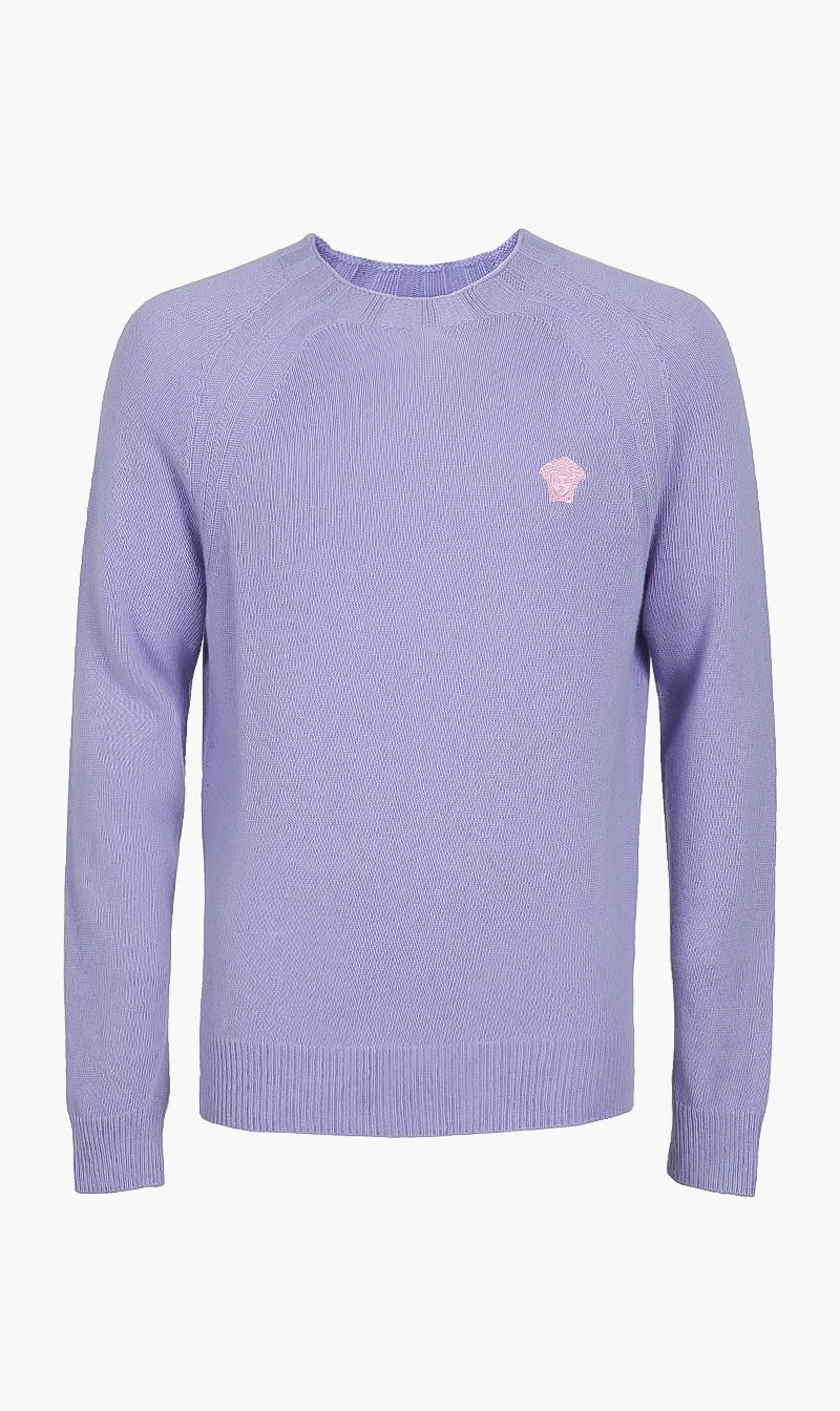 

Medusa Embroidered Knitted Sweater, Purple