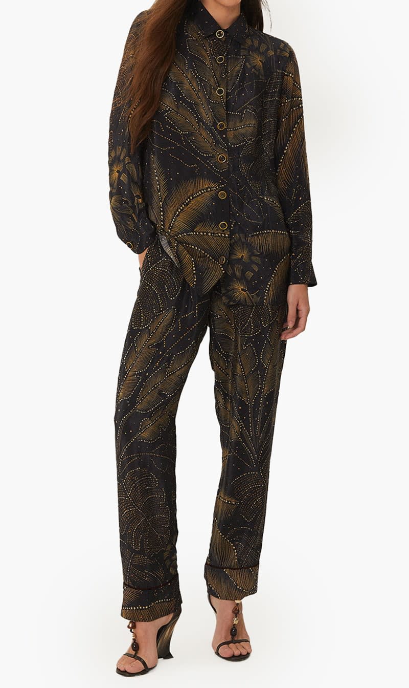 

Farm Rio Black Foliage Pajama Pants for Women | The Deal Outlet