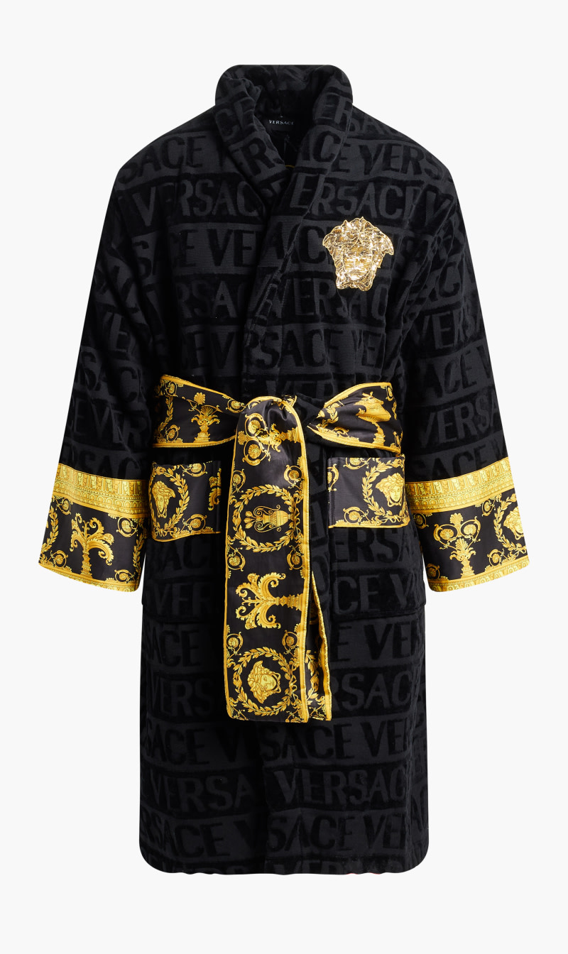 

Bath Robe Logo Barrocco Medusa Emb, Black