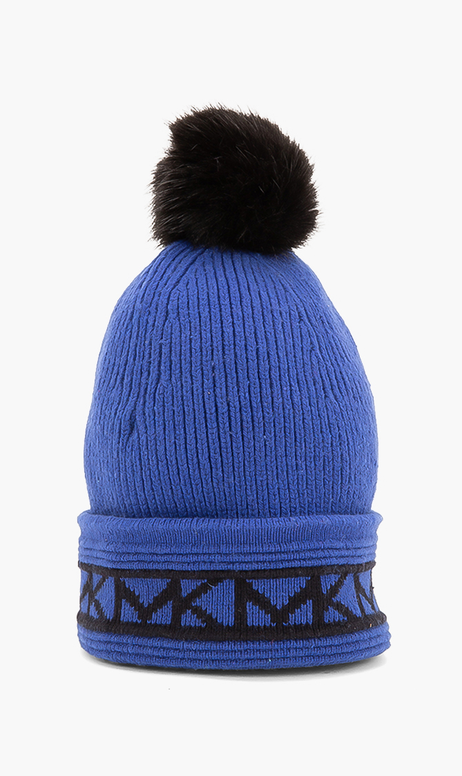 

Michael Kors Logo Trim Ribbed Pom-pom Beanie
