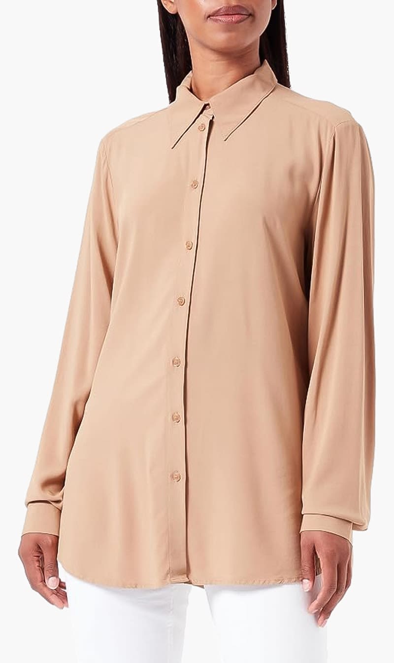 Beige United Colors Of Benetton Black Regular Fit Viscose Shirt for Women