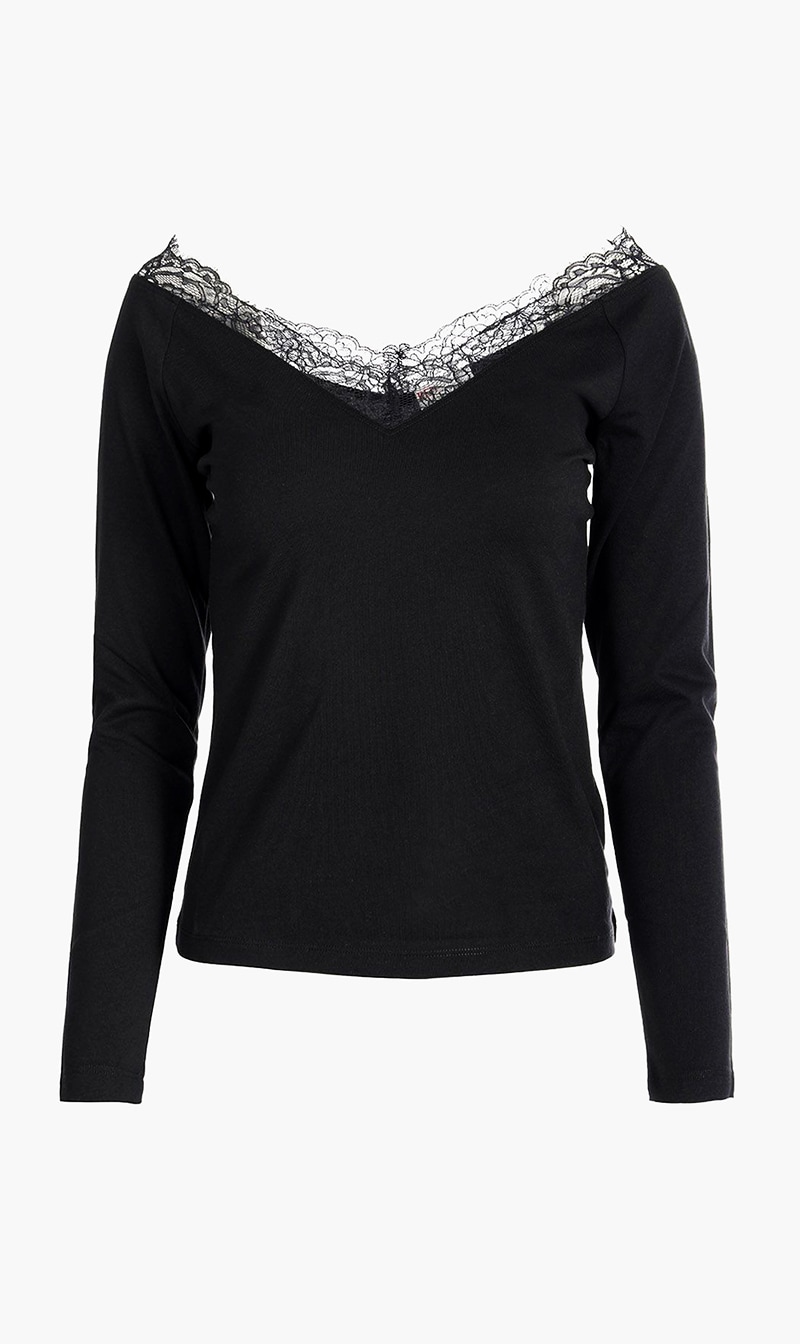 

Lace Neck T-shirt, Black