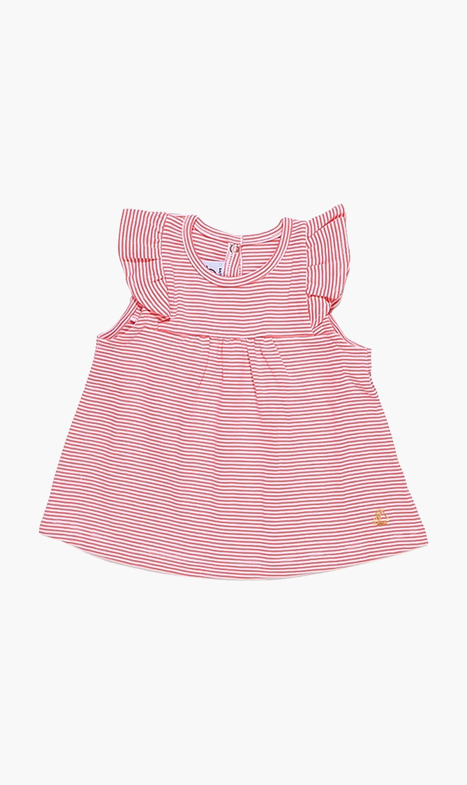 

Striped Ruffles Blouse, Pink