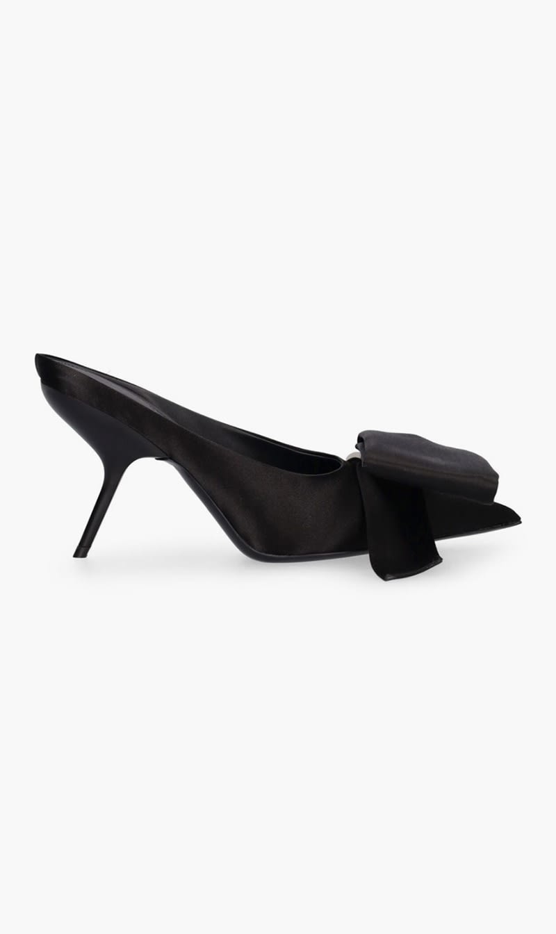 

Salvatore Ferragamo Black Satin Mule Pumps for Women | The Deal Outlet