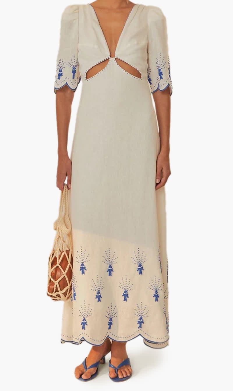 

Farm Rio White Sea Of Fish Midi Dress for Women | The Deal Outlet