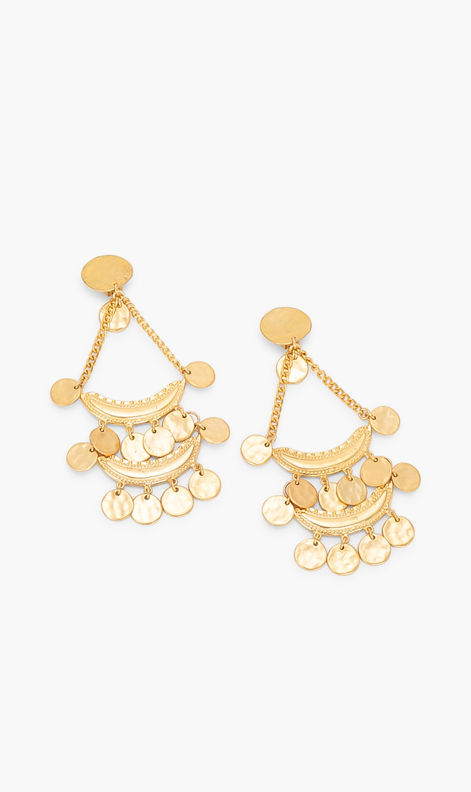 

Kenneth Jay Lane Satin Gold Two Row Drop Clip Ear
