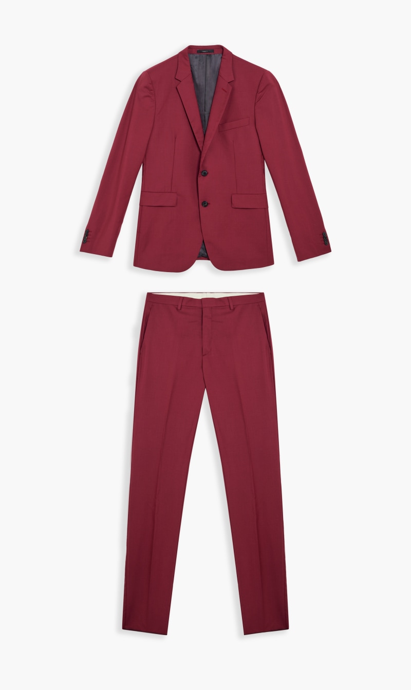 

Modern Slim Fit Two Button Suit, Red
