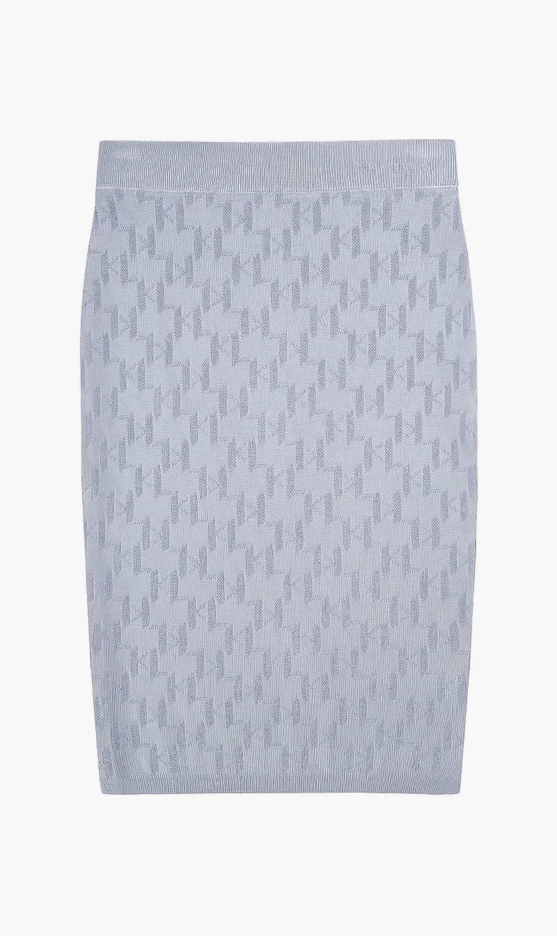 

Karl Lagerfeld Grey Monogram Jacquard Knit Skirt for Women | The Deal Outlet