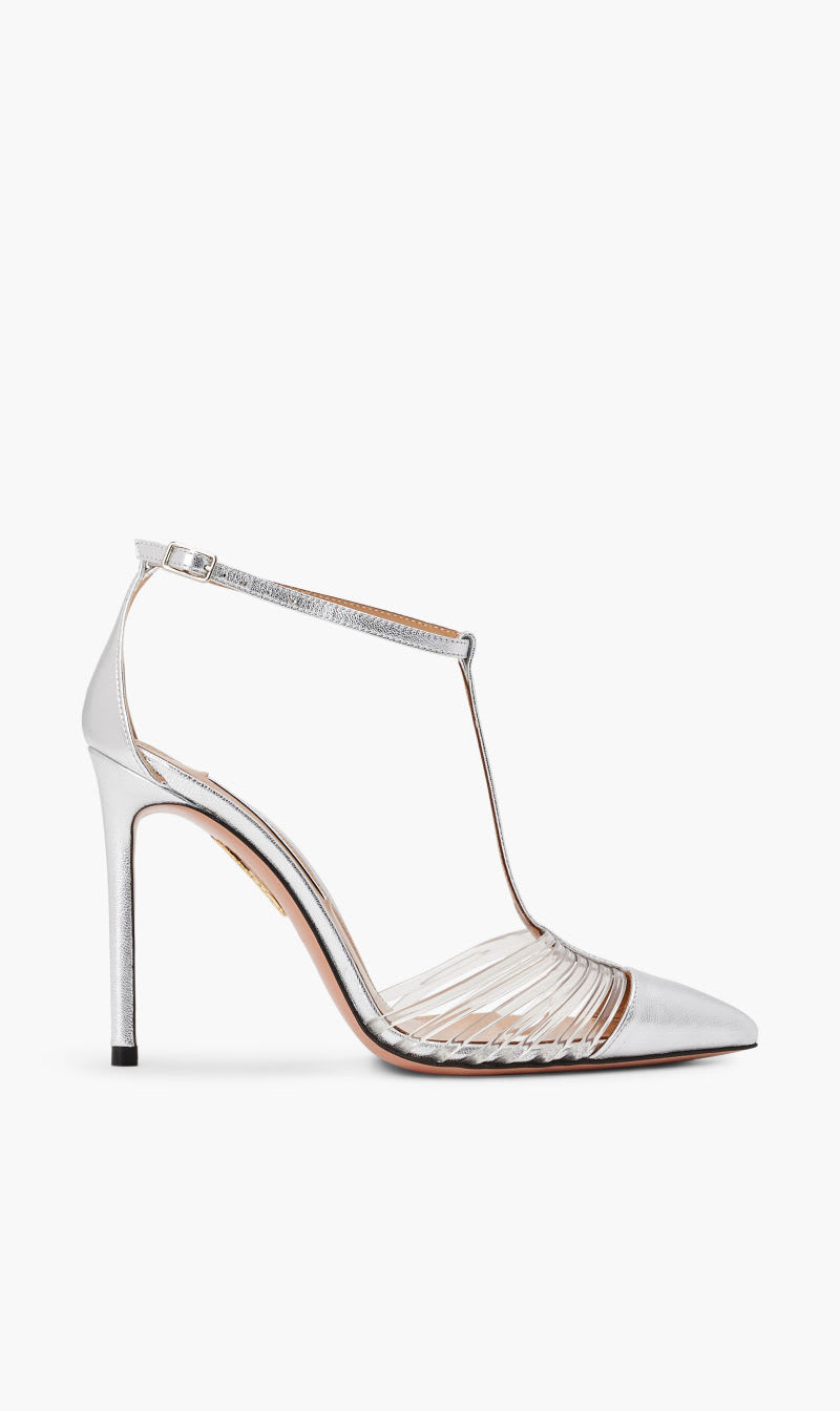 

Aquazzura Firenze Silver Amore Mio Pump 105 for Women | The Deal Outlet