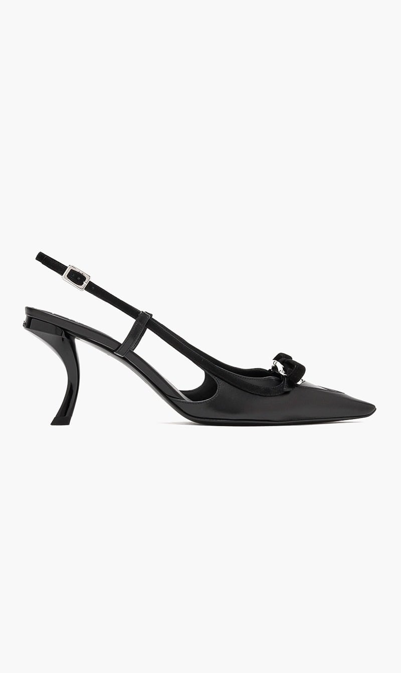 Black Virgule Slingback Pumps for Women