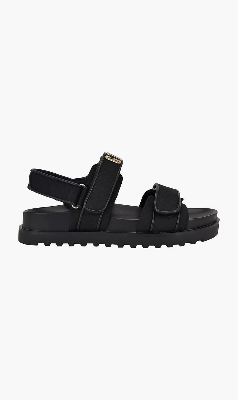 

Guess Black Fadison Logo Strap Sandals for Women | The Deal Outlet