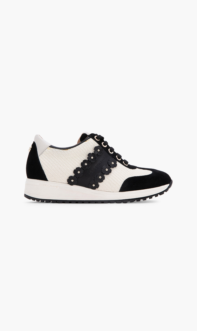 

Longchamp Flower Applique Leather Sneakers