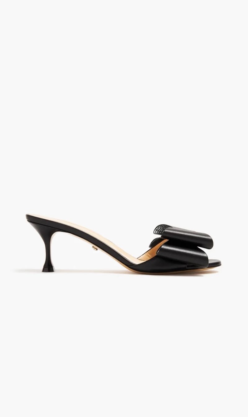 

Mach And Mach Black Le Cadeau Nappa Leather Kitten Heel Mules (65mm) for Women | The Deal Outlet