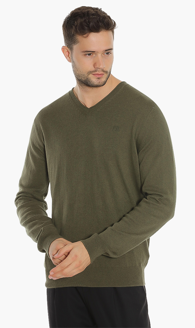 

Cesar V-neck Pullover, Green