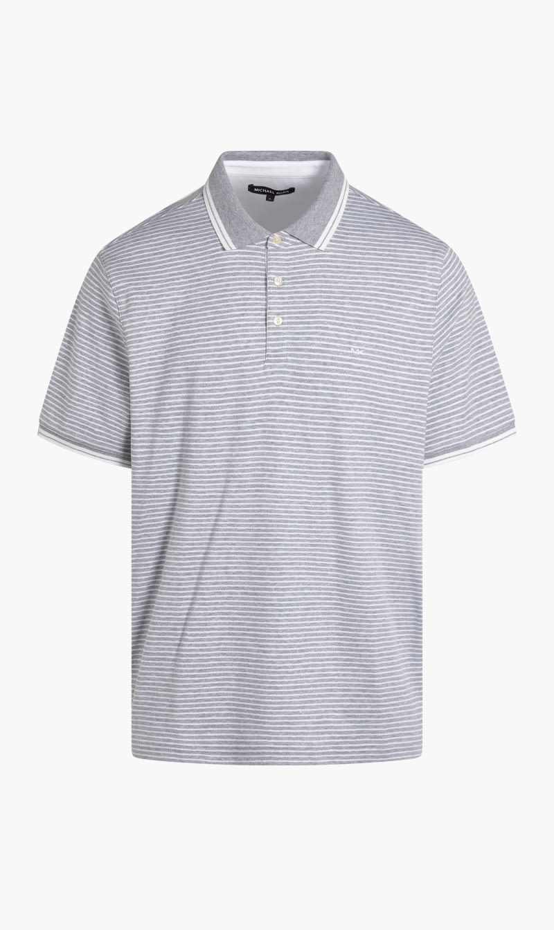 

Michael Kors Grey Stripe Greenwich Polo T-shirt for Men | The Deal Outlet