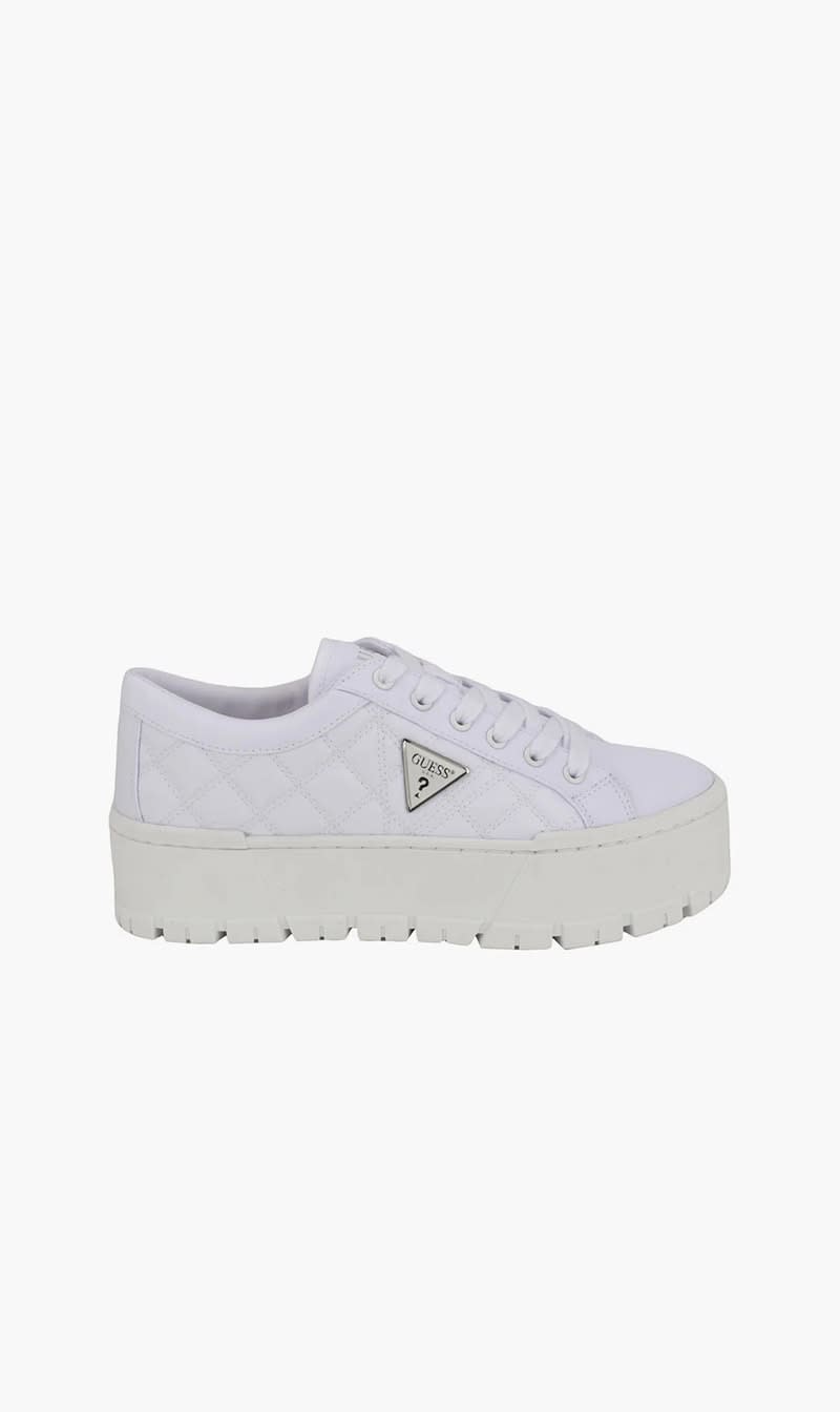 

Guess White Tesie Quilted Platform Sneakers for Women | The Deal Outlet