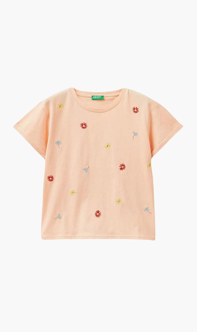 United Colors Of Benetton Pink Floral T-shirt for Girls