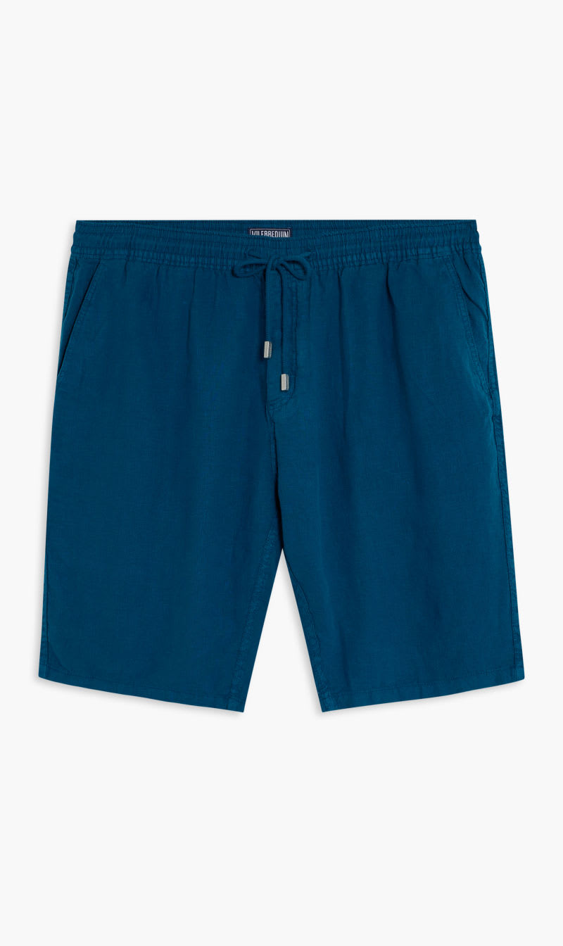 

Vilebrequin Blue Solid Linen Bermuda for Men | The Deal Outlet