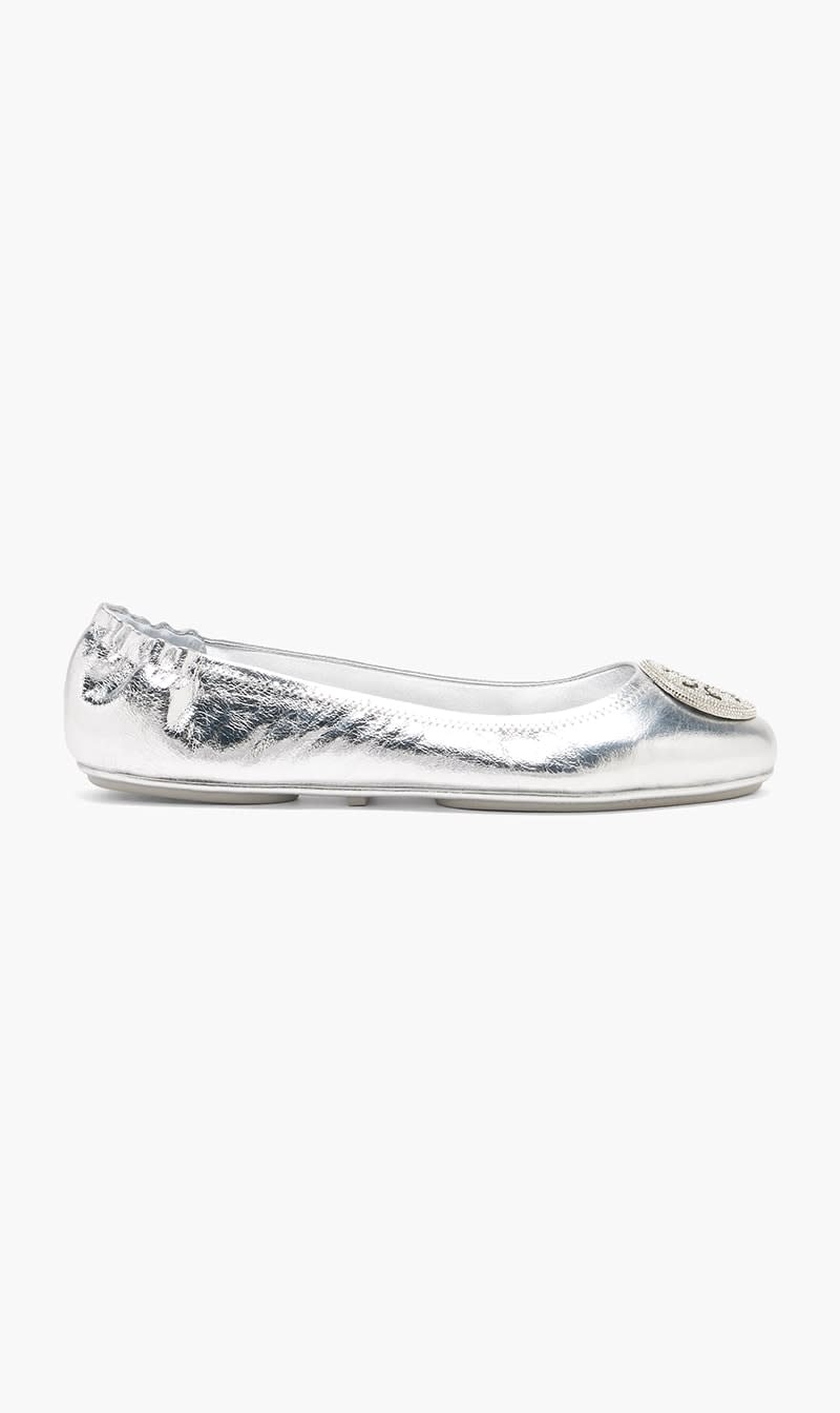 Tory Burch Silver Minne Travel Ballet Flats for Women