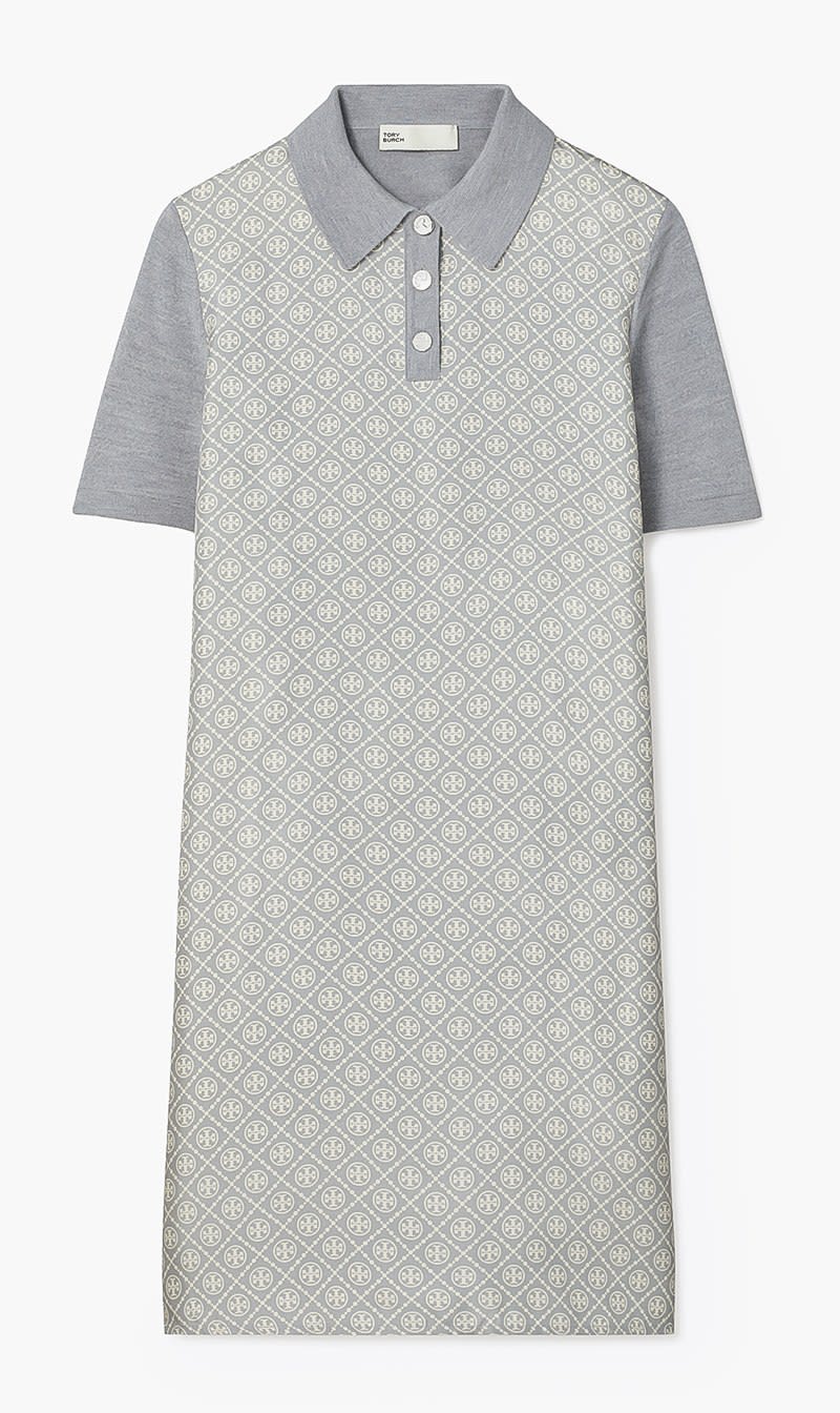 

Tory Burch Grey Silk Front Polo Dress for Women | The Deal Outlet