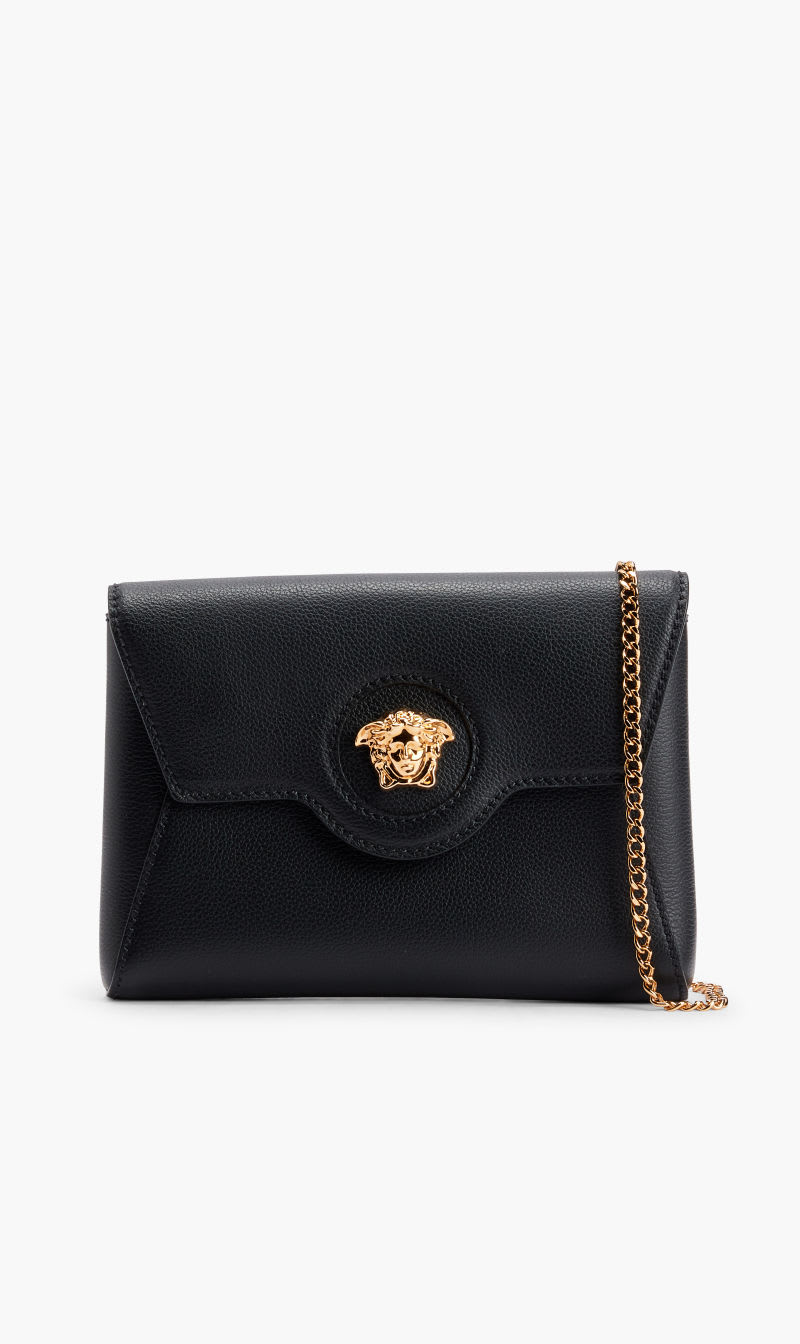 

Versace Black Bag Medusa Mini Envelope Clutch With Chain Vitello for Women | The Deal Outlet