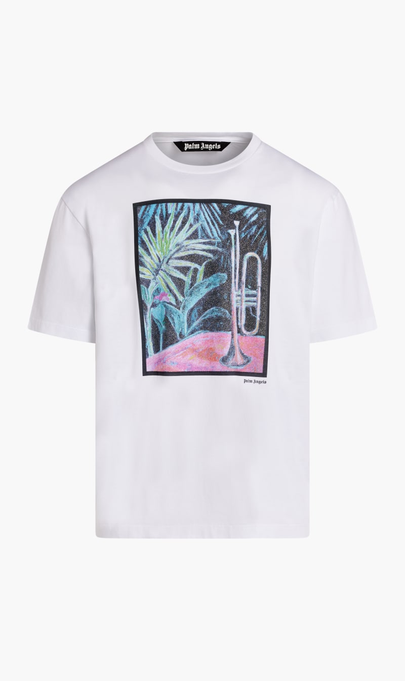 

Palm Angels White Oil On Canvas Regular Tee White Multicol for Men | The Deal Outlet
