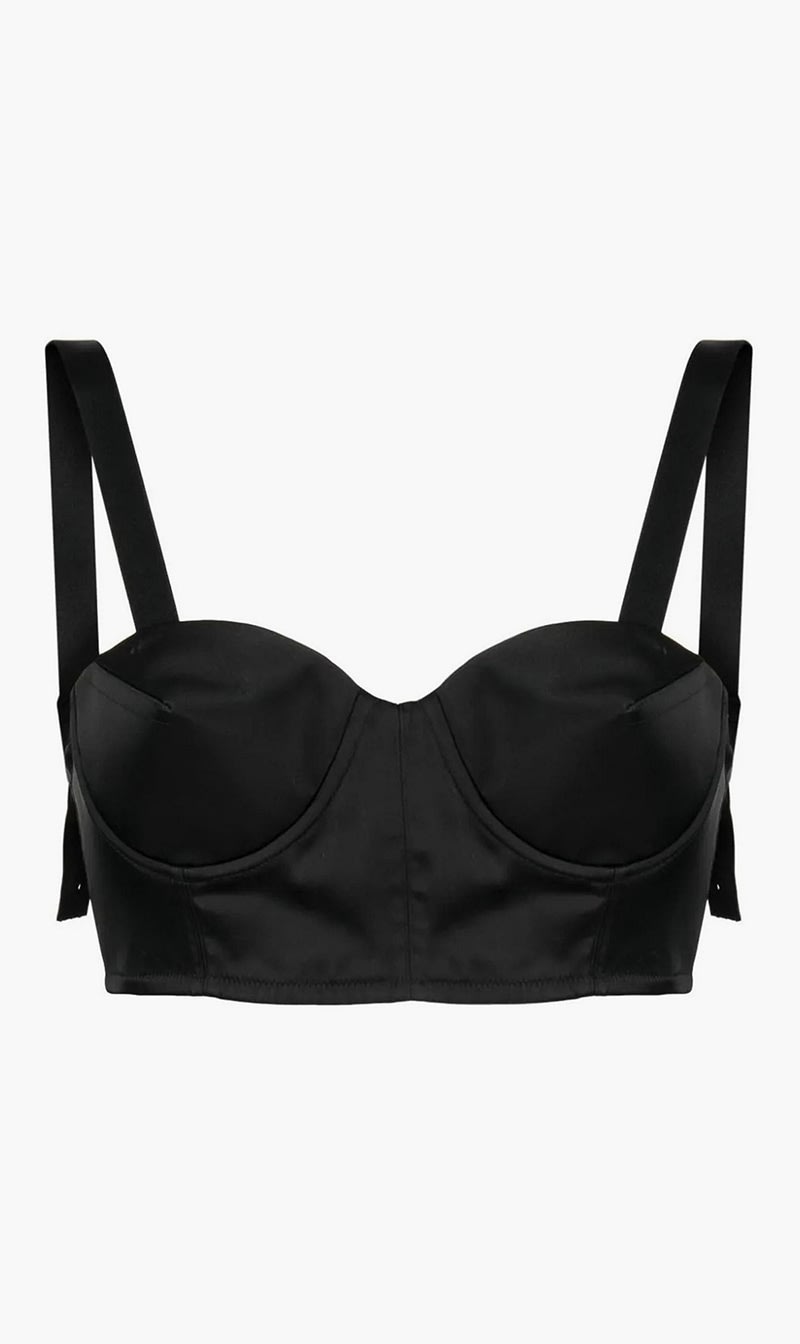 

Maison Margiela Black Cropped Satin Bustier Blouse for Women | The Deal Outlet