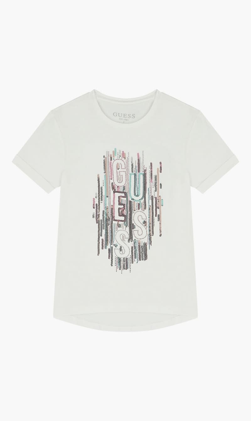 

Guess White Viscose Ss T-shirt for Girls | The Deal Outlet