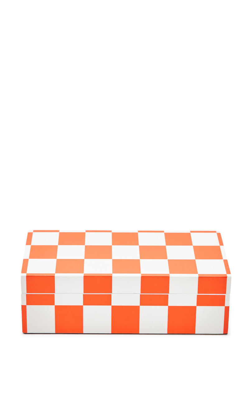 

Jnr Lacquer Checkerboard Box - Small - Orangewhite