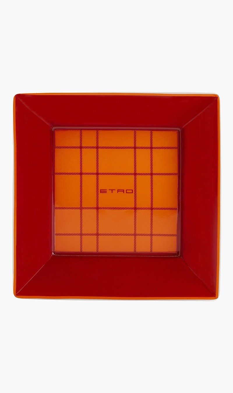 

Etro Others Tartan Trinket Tray Square Small Red | The Deal Outlet