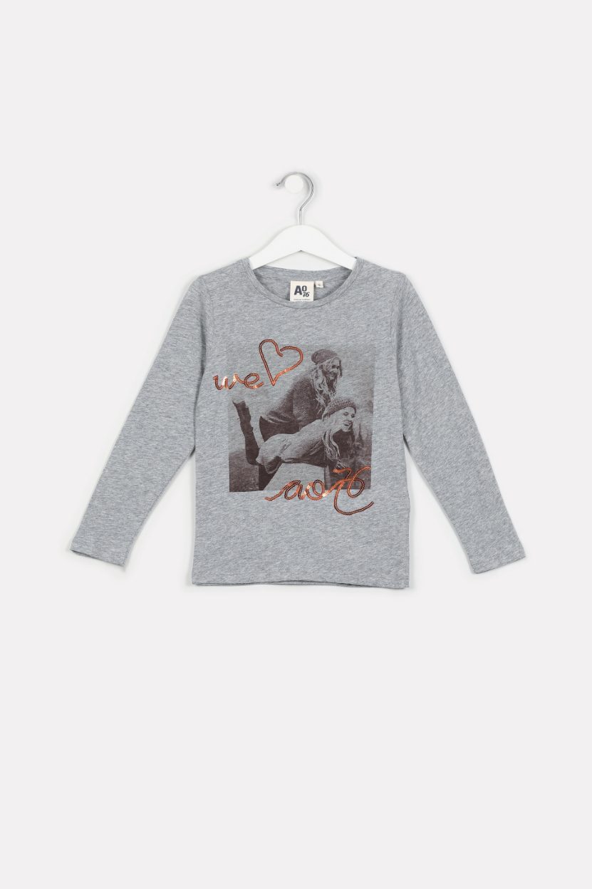 

American Outfitters Sequined "we Love" Long Sleeve Shirt