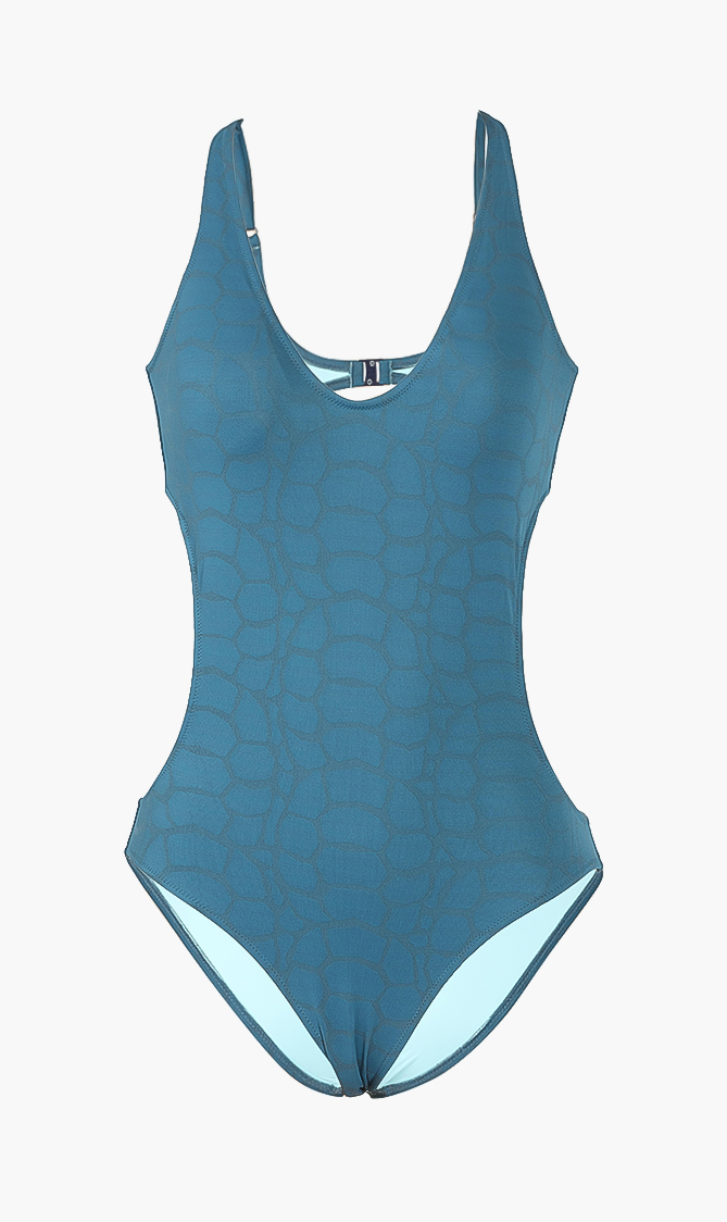 

Turtle Scale One-piece Swimsuit, Blue