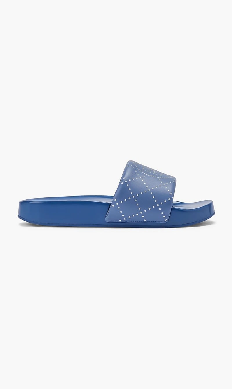 

Tory Burch Blue Double T Pool Slide for Women | The Deal Outlet