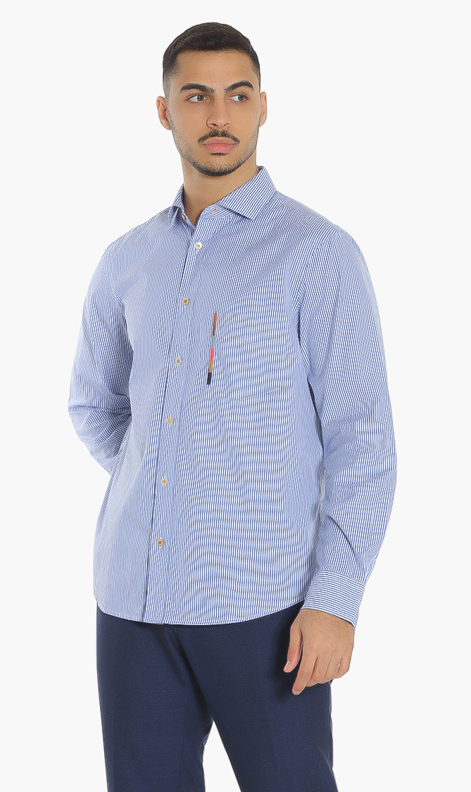 

Paul Smith Multi Stripe Embellished Pocket Shirt