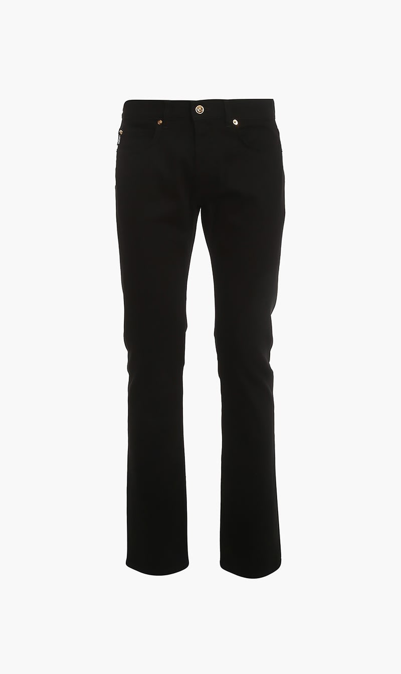 

Versace Black Denim/jeans Pants Rinsed Stretch Eco Denim Black/white for Men | The Deal Outlet